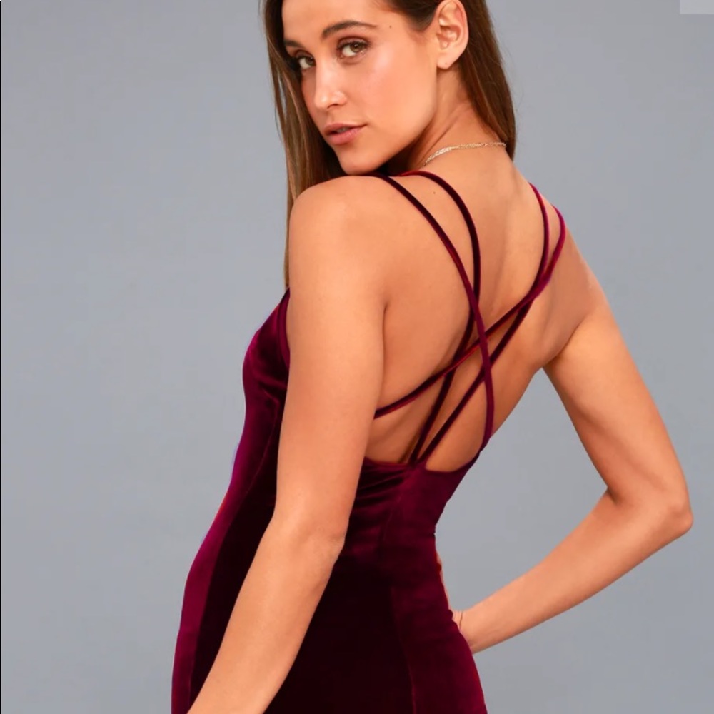 Lulus velvet burgundy dress